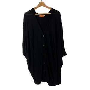 Boutique One A Black Knit Short Sleeve Button Down 2X